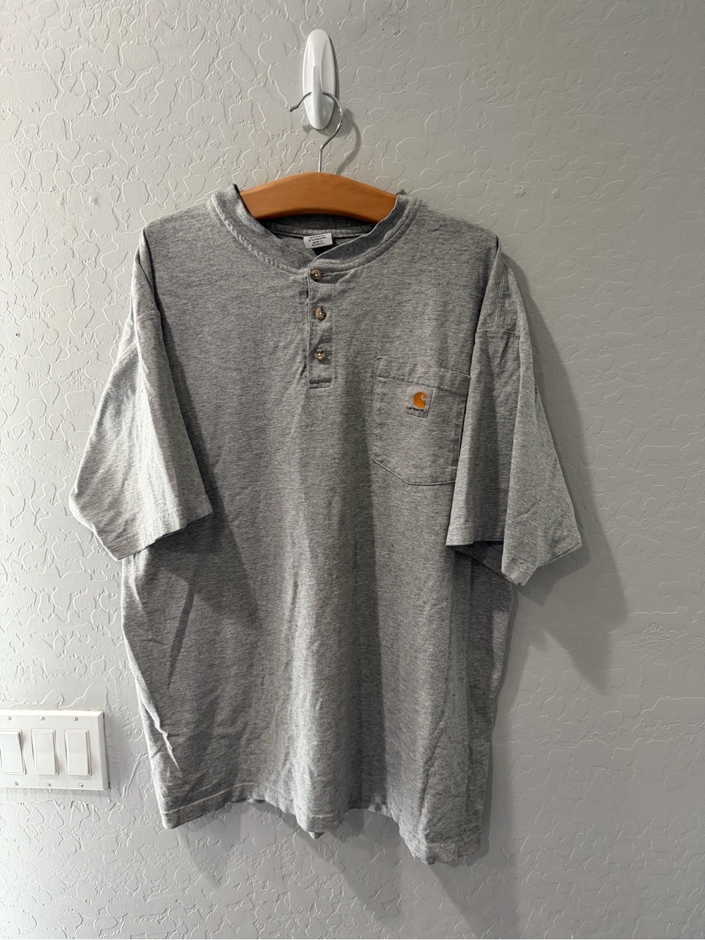 Vintage Carhartt Henley‎ Pocket Button Shirt XL Bin 1
